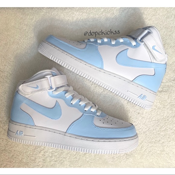 Custom Air Force 1 Mids (Baby Blue) - Picture 1 of 4